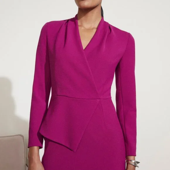 The Fold London Hathaway Dress Magenta Sculpt Stretch Crepe NWT - Picture 4 of 7